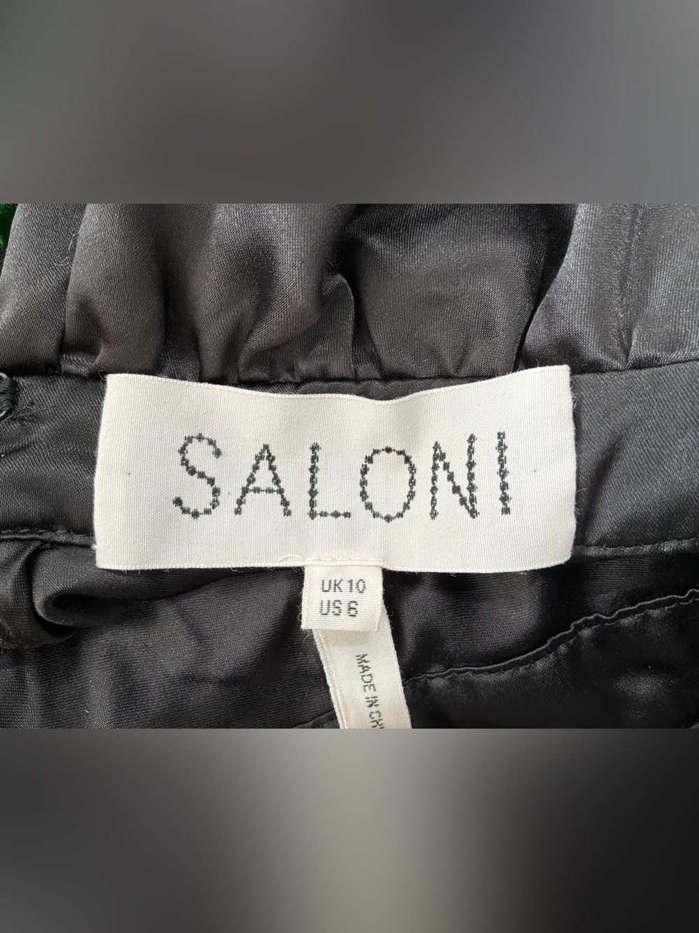 SALONI Silk Blend Mock Neck Sleeveless Maxi Dress Blue Green Abstract Print SZ6 - Picture 9 of 9
